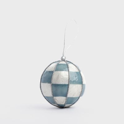 Squared Capiz Hand Painted Bauble Blue