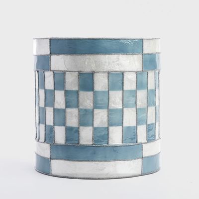 Blue Check Capiz Drum