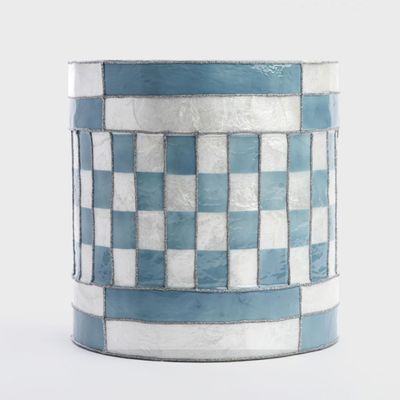 Blue Check Capiz Drum