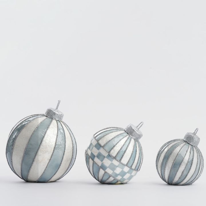 Capiz Bauble Trio Table Decor Blue