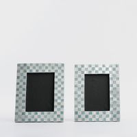 Blue Check Capiz Photo Frame Sml
