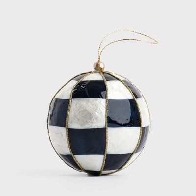 Squared Capiz Hand Painted Bauble Navy