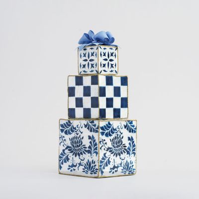 Checker Capiz Gift Stack Navy