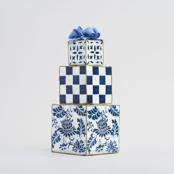 Checker Capiz Gift Stack Navy