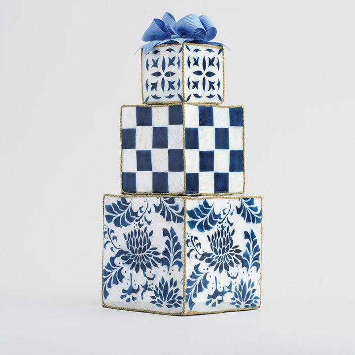 Checker Capiz Gift Stack Navy