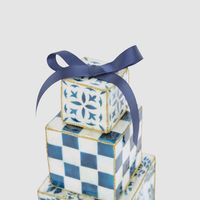 Checker Capiz Gift Stack Navy