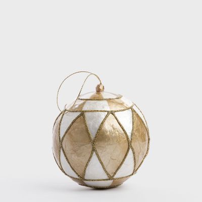 Diamond Hand Painted Capiz Bauble Gold