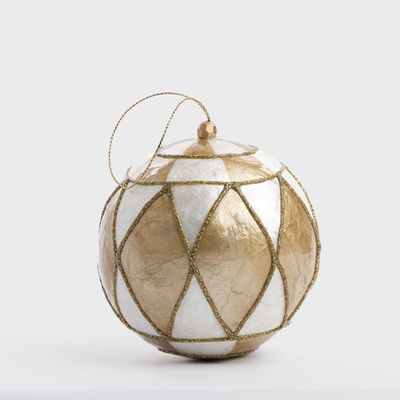 Diamond Hand Painted Capiz Bauble Gold