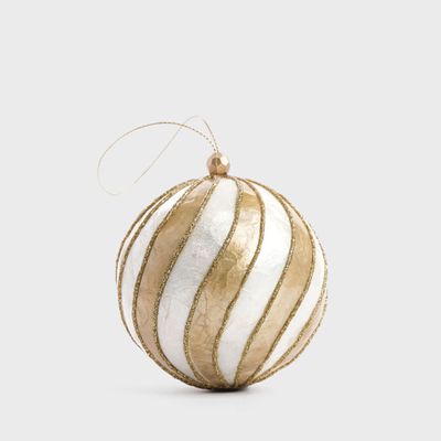 Swirl Hand Painted Capiz Bauble Gold