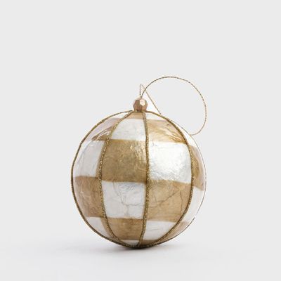 Squared Capiz Hand Painted Bauble Gold