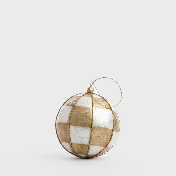 Squared Capiz Hand Painted Bauble Gold