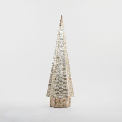Capiz Tall Check Cone Tree Gold