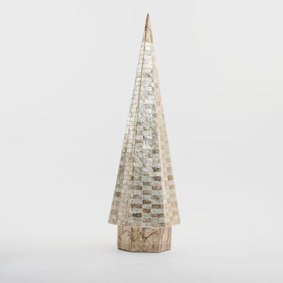 Capiz Tall Check Cone Tree Gold
