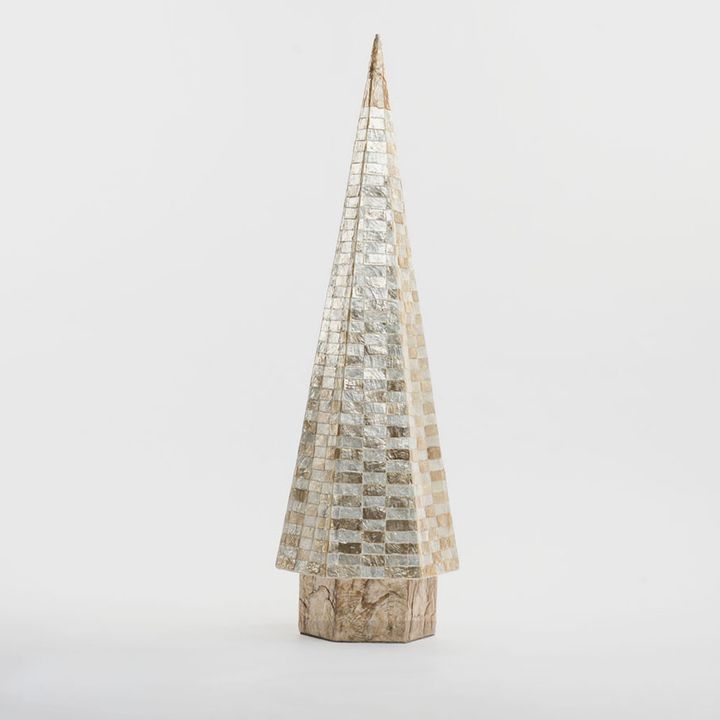 Capiz Tall Check Cone Tree Gold