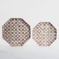 Brown Check Capiz Tray Lge