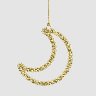Moon Crescent Beaded Decoration Small Gold