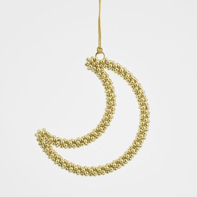 Moon Crescent Beaded Decoration Small Gold