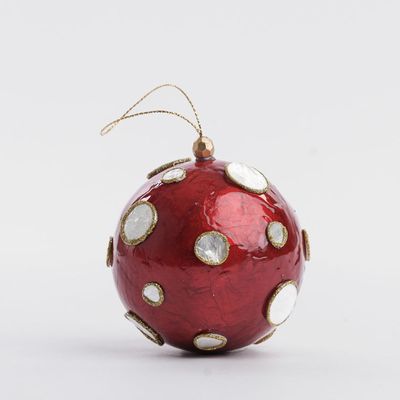 Dotty Hand Painted Capiz Bauble Red