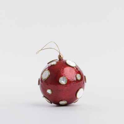 Dotty Hand Painted Capiz Bauble Red