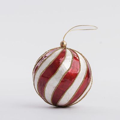 Swirl Hand Painted Capiz Bauble Red