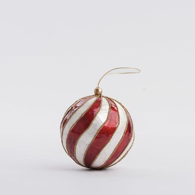 Swirl Hand Painted Capiz Bauble Red