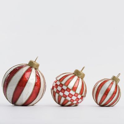 Capiz Bauble Trio Table Decor Red