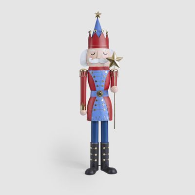 Antique Nutcracker w. Star Staff Blue & Red