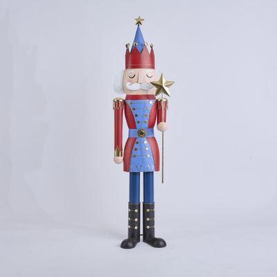 Antique Nutcracker w. Star Staff Blue & Red