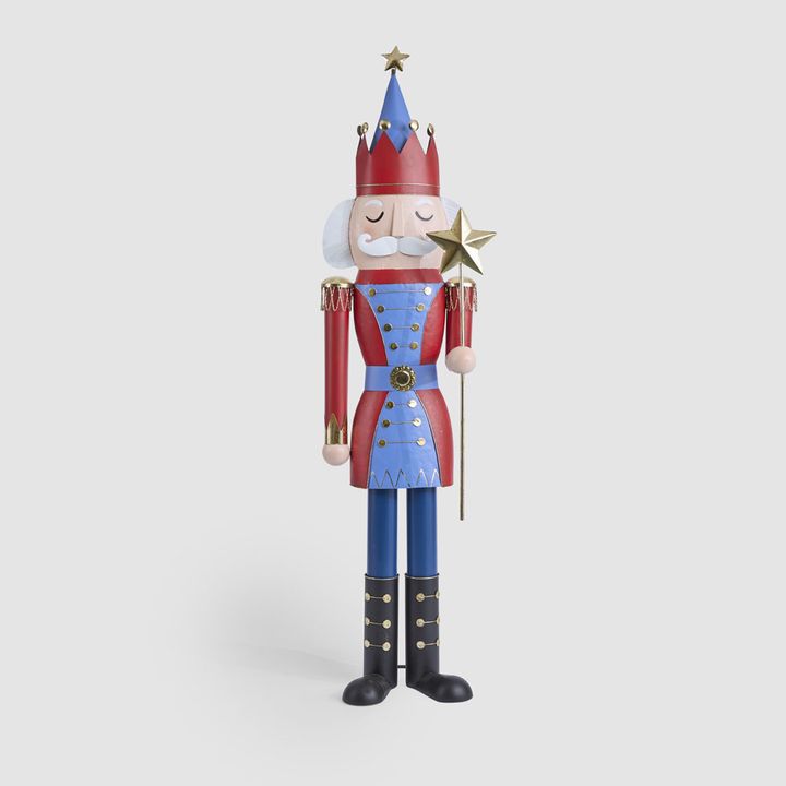 Antique Nutcracker w. Star Staff Blue & Red