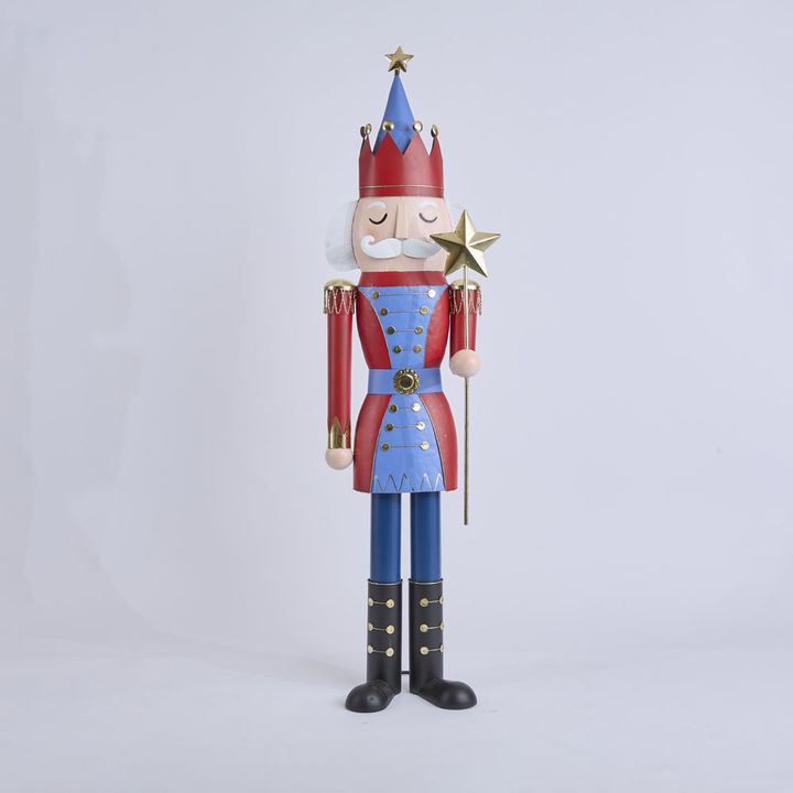 Antique Nutcracker w. Star Staff Blue & Red