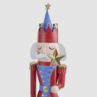Antique Nutcracker w. Star Staff Blue & Red