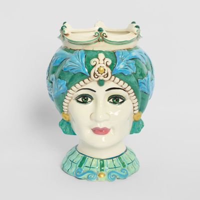 Sicilian Azure Queen Moro Head Ceramic Vase