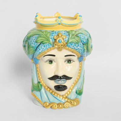 Sicilian Golden King Moro Head Ceramic Vase