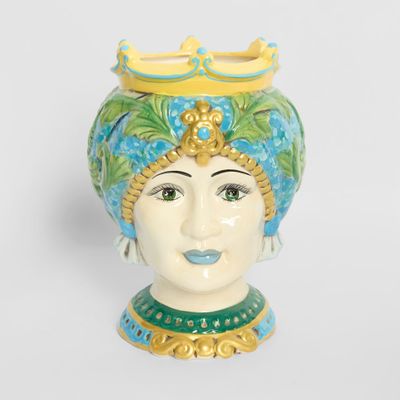 Sicilian Golden Queen Moro Head Ceramic Vase