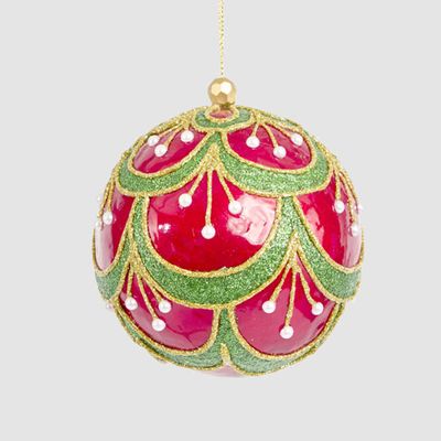 Scalloped Capiz Bauble Red & Green