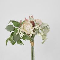 Protea Rose Dusty Miller Mix Bouquet 40cm Pink