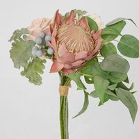 Protea Rose Dusty Miller Mix Bouquet 40cm Pink