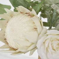 Protea Rose Dusty Miller Mix Bouquet 40cm White