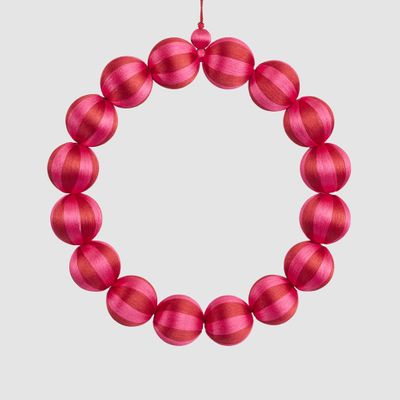 Bauble Wreath Large Fuchsia & Red