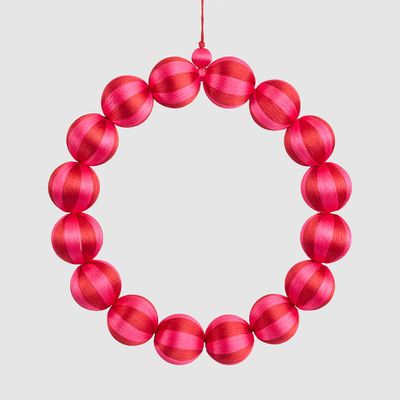 Bauble Wreath Large Fuchsia & Red