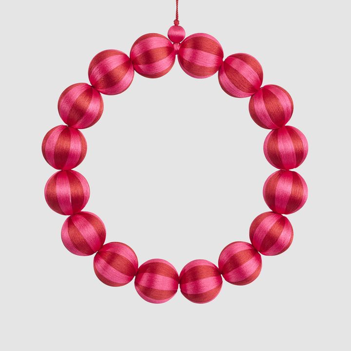 Bauble Wreath Large Fuchsia & Red