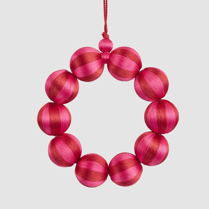 Bauble Wreath Small Fuchsia & Red