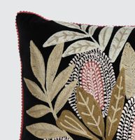Banksia Embroidered 40 x 60 Cushion Ivory & Turquoise