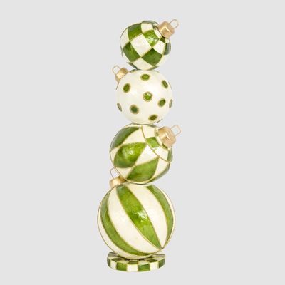 Green Capiz Bauble Stack Table Decor