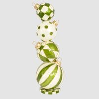 Green Capiz Bauble Stack Table Decor