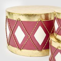 Antique Diamond Drum Red & White Set of 4