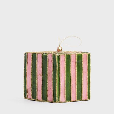 Stripe Capiz Tree Decoration Pink & Green