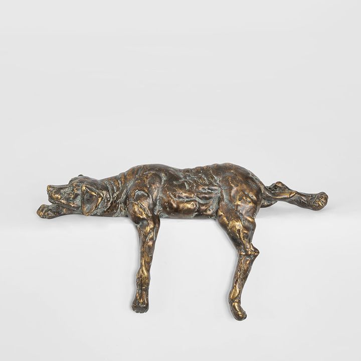 Flint Resting Dog Sculpture Antique