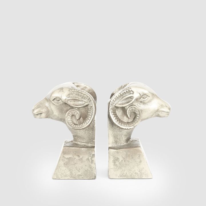 Ram Head Bookend Pewter