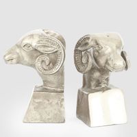 Ram Head Bookend Pewter